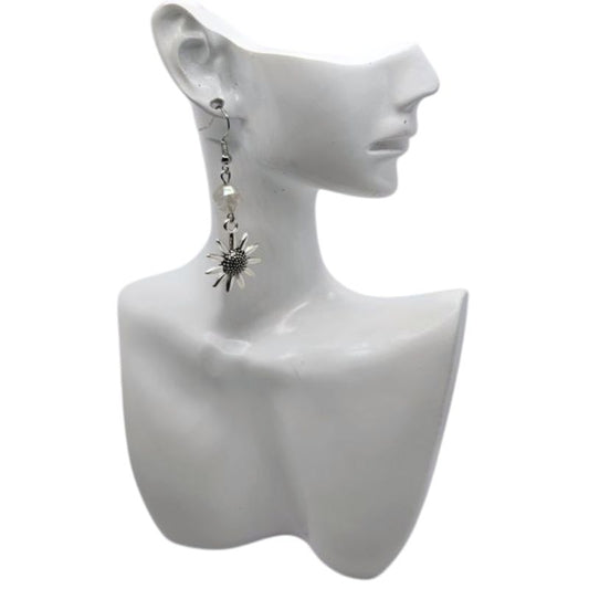 Boucles d'Oreilles Style Tibétain - Pierre de Lune