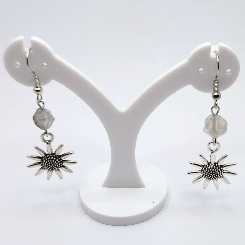Boucles d'Oreilles Style Tibétain - Pierre de Lune