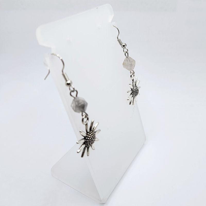 Boucles d'Oreilles Style Tibétain - Pierre de Lune