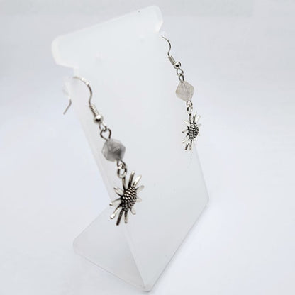 Boucles d'Oreilles Style Tibétain - Pierre de Lune