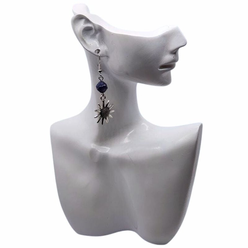 Boucles d'Oreilles Style Tibétain - Sodalite