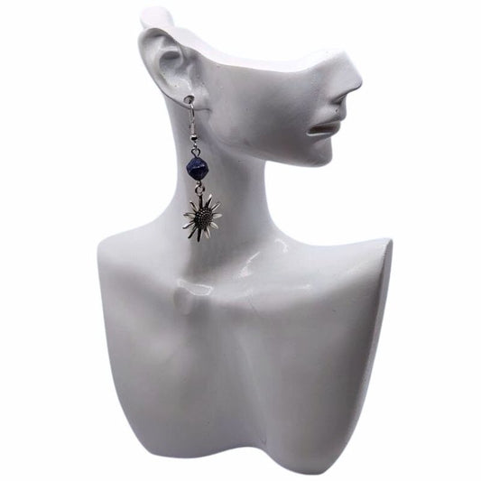Boucles d'Oreilles Style Tibétain - Sodalite