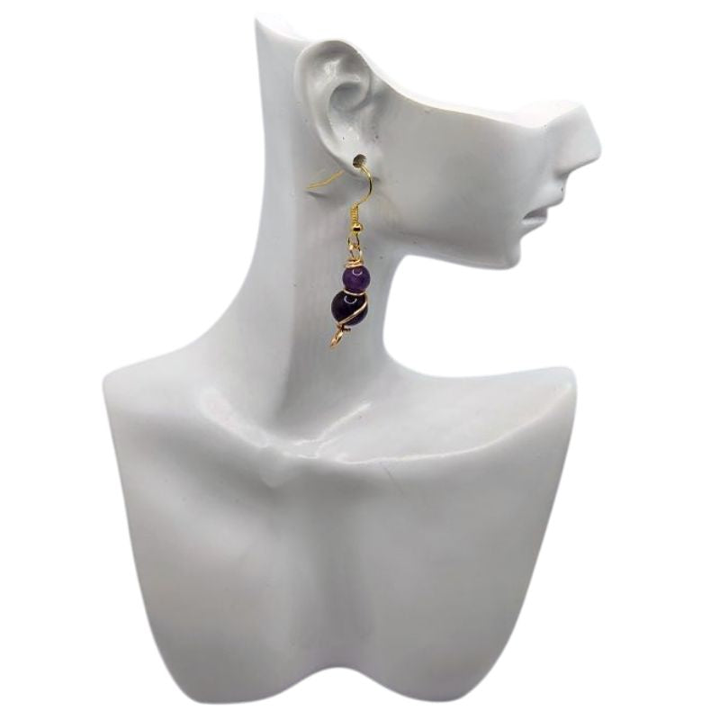 Boucles d'Oreilles en Améthyste Naturelle - Plaqué Or