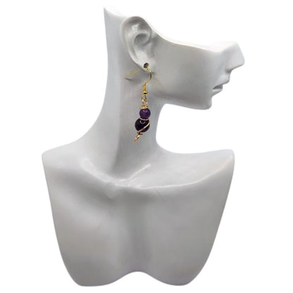 Boucles d'Oreilles en Améthyste Naturelle - Plaqué Or