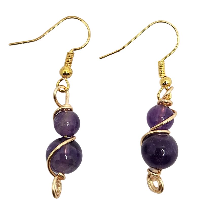 Boucles d'Oreilles en Améthyste Naturelle - Plaqué Or