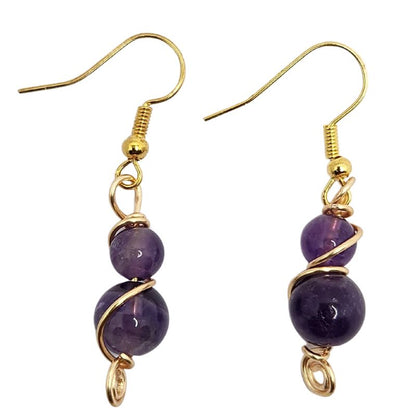 Boucles d'Oreilles en Améthyste Naturelle - Plaqué Or