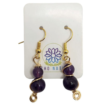 Boucles d'Oreilles en Améthyste Naturelle - Plaqué Or