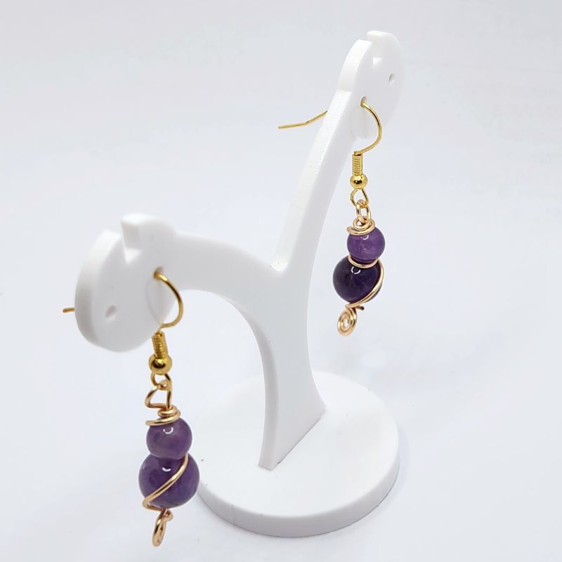 Boucles d'Oreilles en Améthyste Naturelle - Plaqué Or