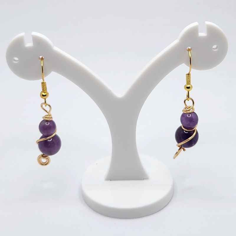 Boucles d'Oreilles en Améthyste Naturelle - Plaqué Or