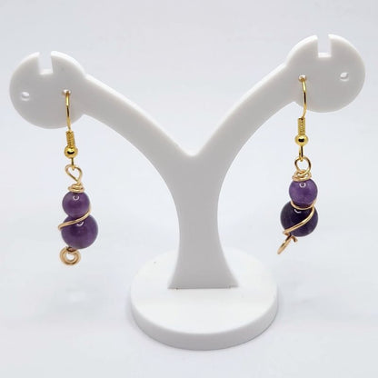 Boucles d'Oreilles en Améthyste Naturelle - Plaqué Or