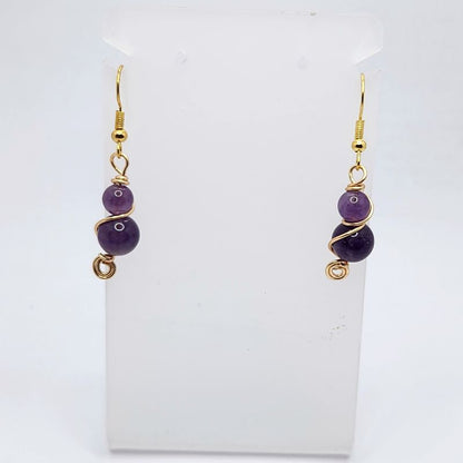 Boucles d'Oreilles en Améthyste Naturelle - Plaqué Or