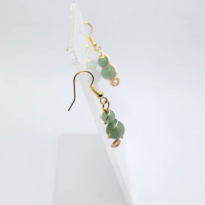 Boucles d'Oreilles en Aventurine Verte Naturelle - Plaqué Or