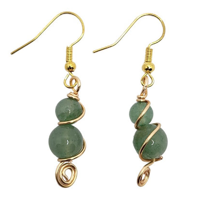 Boucles d'Oreilles en Aventurine Verte Naturelle - Plaqué Or