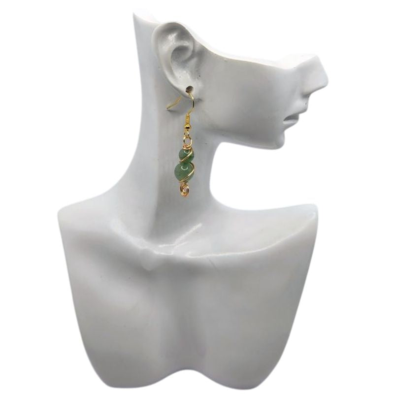 Boucles d'Oreilles en Aventurine Verte Naturelle - Plaqué Or