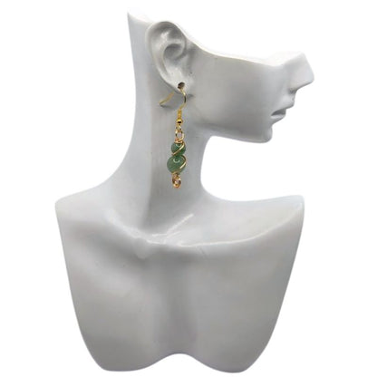 Boucles d'Oreilles en Aventurine Verte Naturelle - Plaqué Or