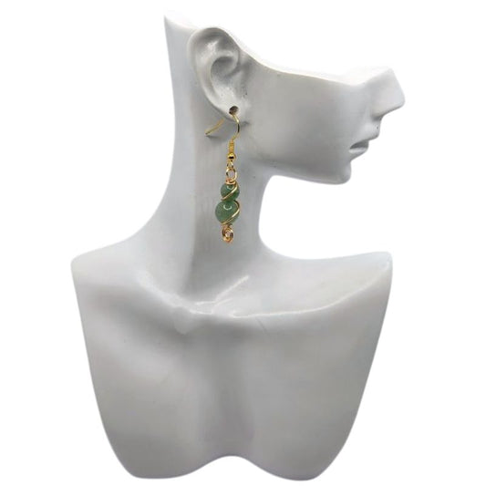 Boucles d'Oreilles en Aventurine Verte Naturelle - Plaqué Or