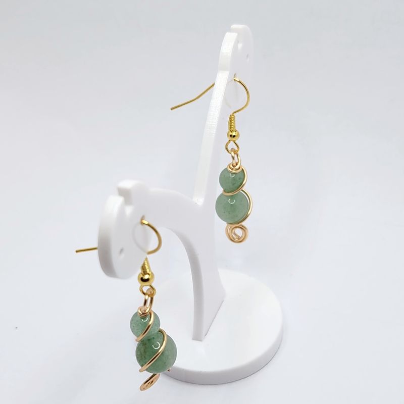 Boucles d'Oreilles en Aventurine Verte Naturelle - Plaqué Or