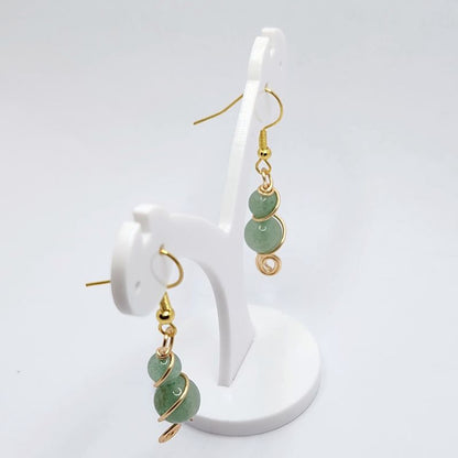 Boucles d'Oreilles en Aventurine Verte Naturelle - Plaqué Or