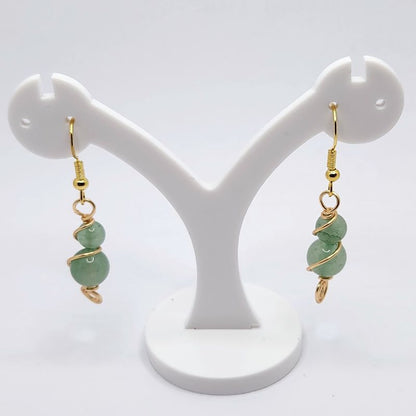 Boucles d'Oreilles en Aventurine Verte Naturelle - Plaqué Or