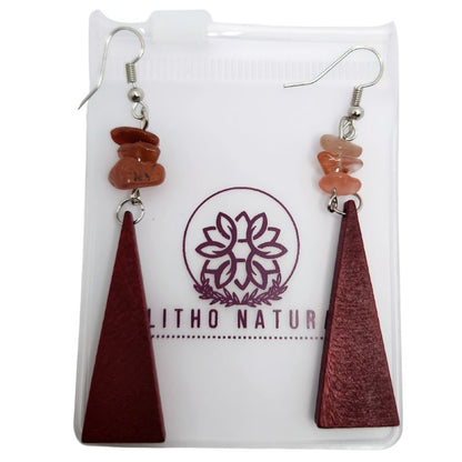 Boucles d’Oreilles en Bois de Poirier - Cornaline