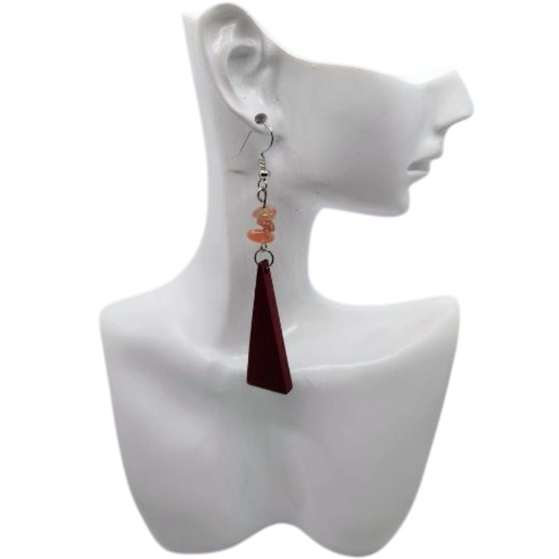 Boucles d’Oreilles en Bois de Poirier - Cornaline