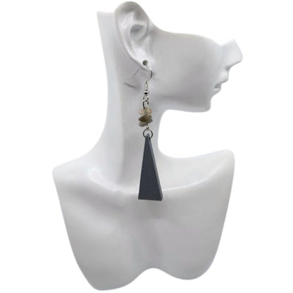 Boucles d’Oreilles en Bois de Poirier - Labradorite