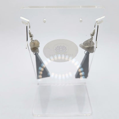 Boucles d’Oreilles en Bois de Poirier - Labradorite