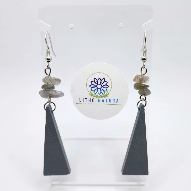 Boucles d’Oreilles en Bois de Poirier - Labradorite