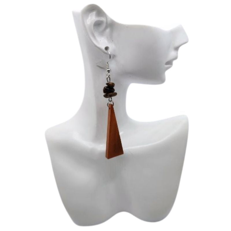 Boucles d’Oreilles en Bois de Poirier - Oeil de Tigre