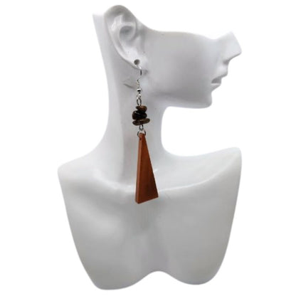 Boucles d’Oreilles en Bois de Poirier - Oeil de Tigre