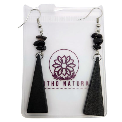 Boucles d’Oreilles en Bois de Poirier - Onyx Noir