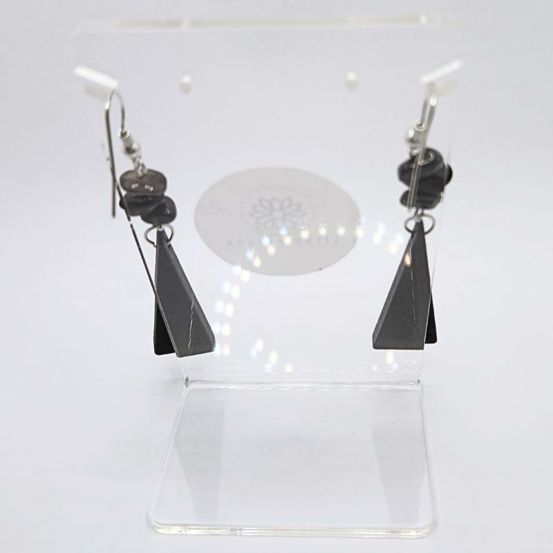 Boucles d’Oreilles en Bois de Poirier - Onyx Noir