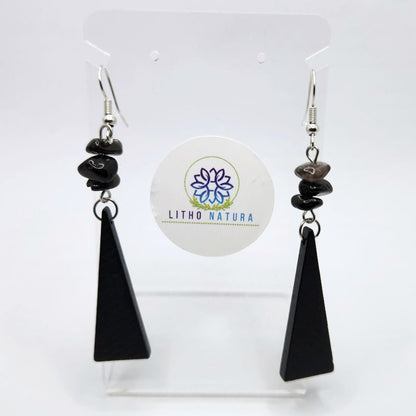 Boucles d’Oreilles en Bois de Poirier - Onyx Noir