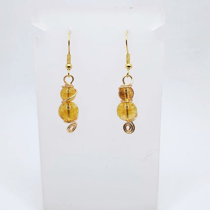 Boucles d'Oreilles en Citrine Naturelle - Plaqué Or