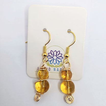 Boucles d'Oreilles en Citrine Naturelle - Plaqué Or