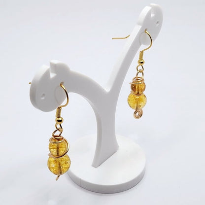 Boucles d'Oreilles en Citrine Naturelle - Plaqué Or