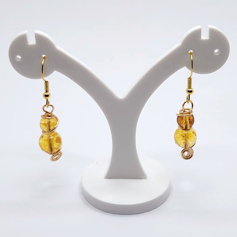 Boucles d'Oreilles en Citrine Naturelle - Plaqué Or