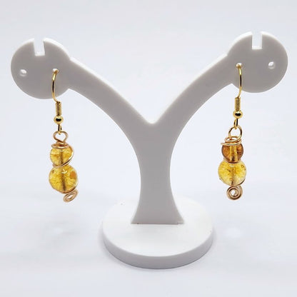 Boucles d'Oreilles en Citrine Naturelle - Plaqué Or