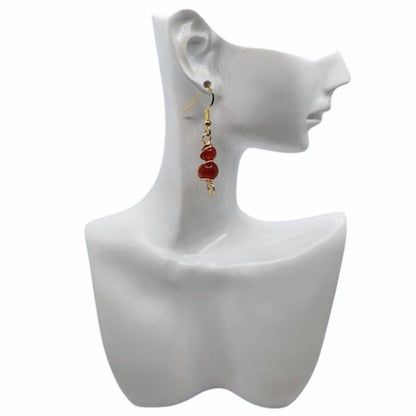 Boucles d'Oreilles en Cornaline Naturelle - Plaqué Or