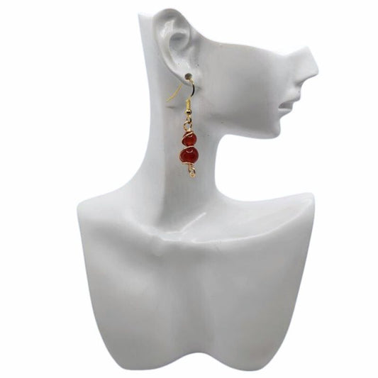 Boucles d'Oreilles en Cornaline Naturelle - Plaqué Or