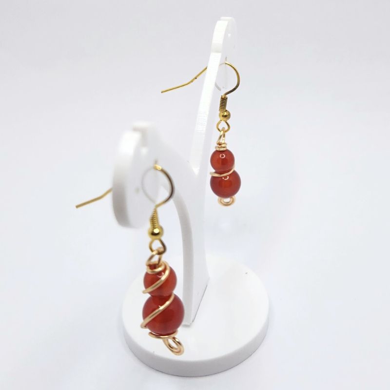 Boucles d'Oreilles en Cornaline Naturelle - Plaqué Or