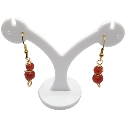 Boucles d'Oreilles en Cornaline Naturelle - Plaqué Or