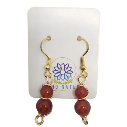 Boucles d'Oreilles en Cornaline Naturelle - Plaqué Or