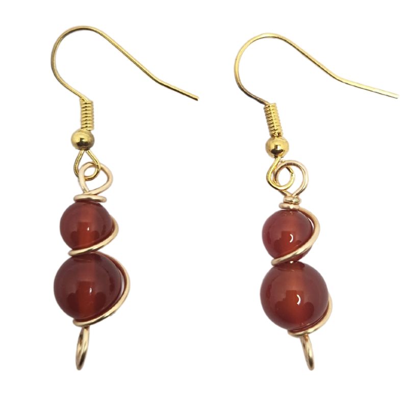 Boucles d'Oreilles en Cornaline Naturelle - Plaqué Or