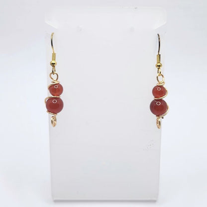 Boucles d'Oreilles en Cornaline Naturelle - Plaqué Or