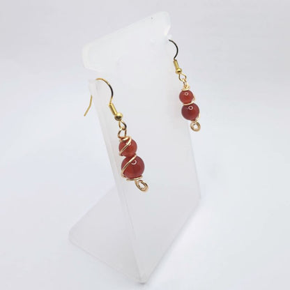 Boucles d'Oreilles en Cornaline Naturelle - Plaqué Or