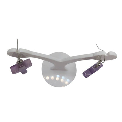 Boucles d'Oreilles en Croix - Améthyste Naturelle