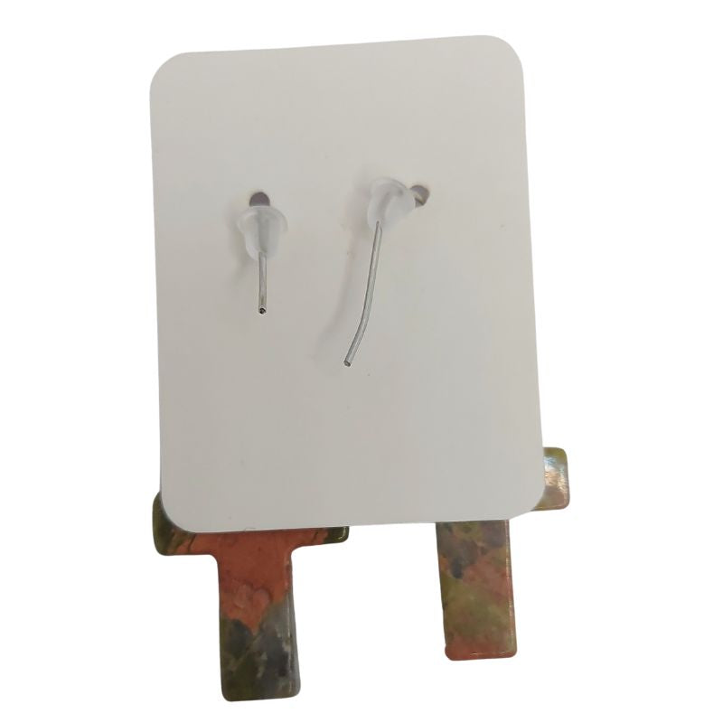Boucles d'Oreilles en Croix - Unakite Naturelle