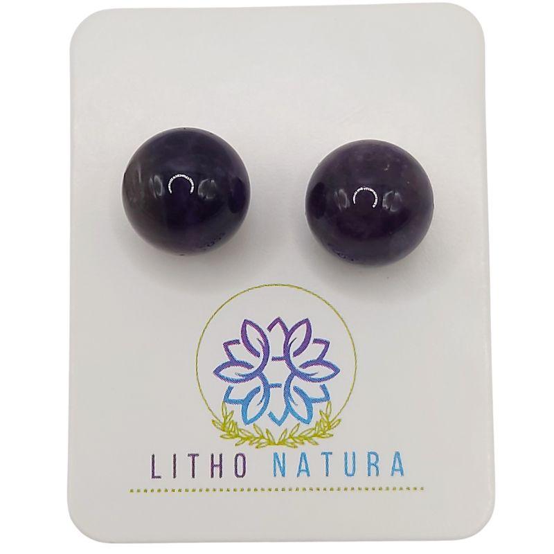 Boucles d'oreilles Rondes en Perle de pierre naturelle - Améthyste - Litho Natura