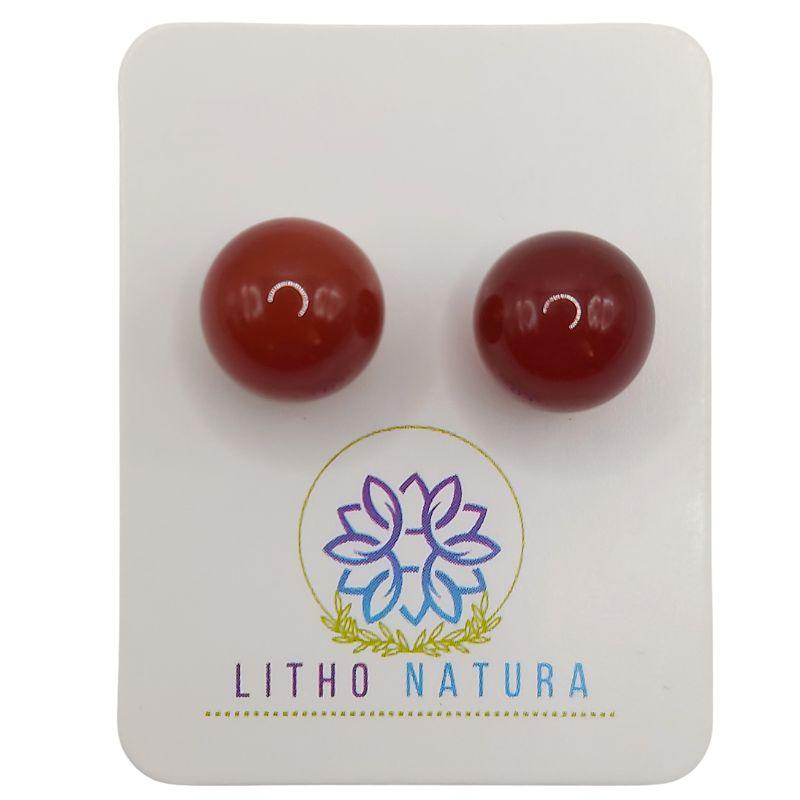 Boucles d'oreilles Rondes en Perle de pierre naturelle - Cornaline - Litho Natura